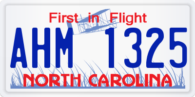 NC license plate AHM1325