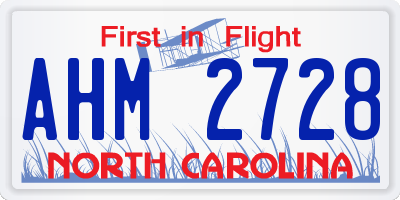NC license plate AHM2728
