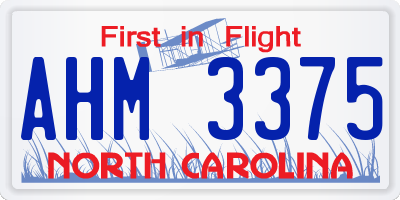 NC license plate AHM3375