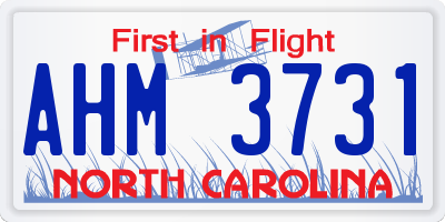 NC license plate AHM3731