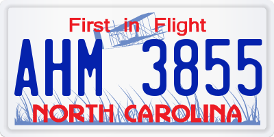NC license plate AHM3855