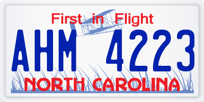 NC license plate AHM4223