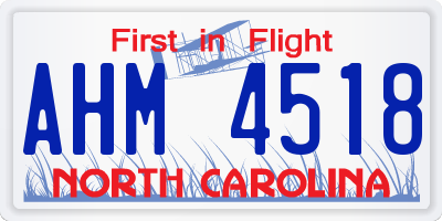 NC license plate AHM4518