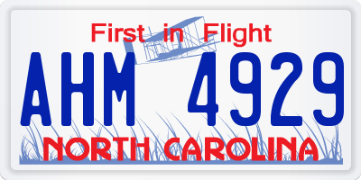 NC license plate AHM4929