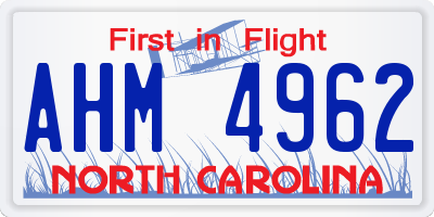 NC license plate AHM4962