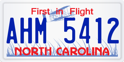 NC license plate AHM5412