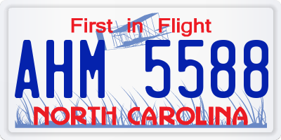 NC license plate AHM5588