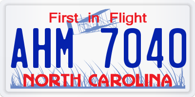NC license plate AHM7040