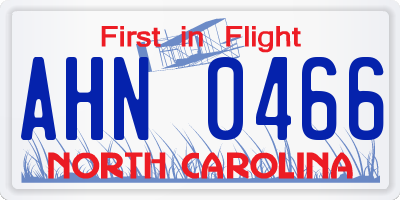 NC license plate AHN0466