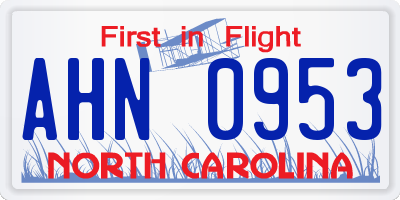 NC license plate AHN0953
