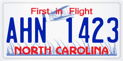 NC license plate AHN1423