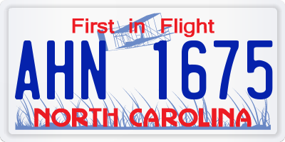 NC license plate AHN1675