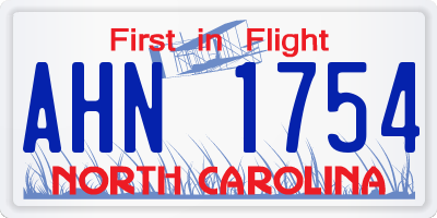 NC license plate AHN1754