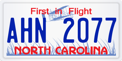 NC license plate AHN2077