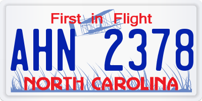 NC license plate AHN2378