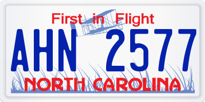 NC license plate AHN2577