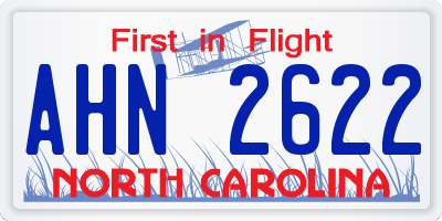 NC license plate AHN2622