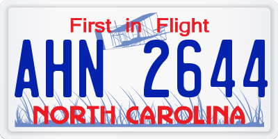 NC license plate AHN2644