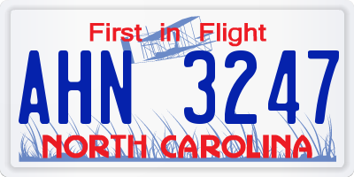 NC license plate AHN3247