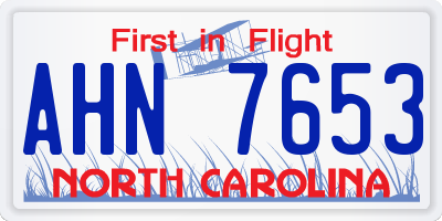 NC license plate AHN7653