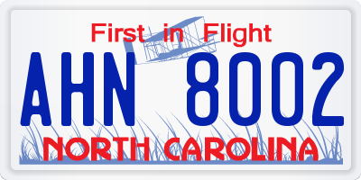 NC license plate AHN8002