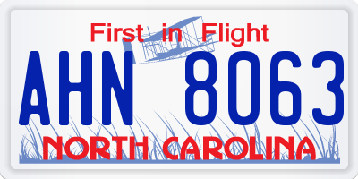 NC license plate AHN8063
