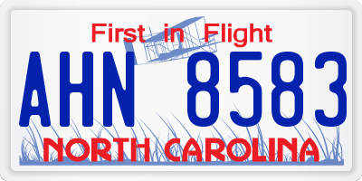 NC license plate AHN8583
