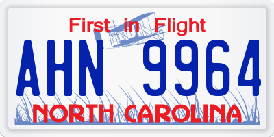 NC license plate AHN9964