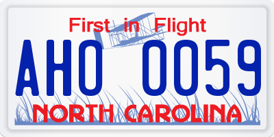 NC license plate AHO0059