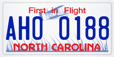 NC license plate AHO0188