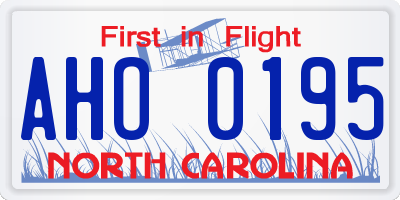 NC license plate AHO0195
