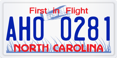 NC license plate AHO0281