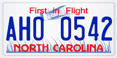 NC license plate AHO0542
