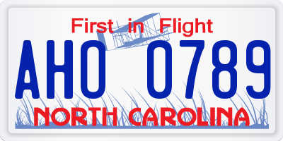 NC license plate AHO0789