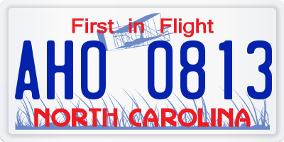 NC license plate AHO0813