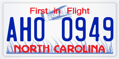 NC license plate AHO0949