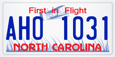 NC license plate AHO1031