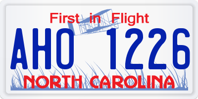 NC license plate AHO1226