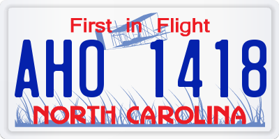 NC license plate AHO1418