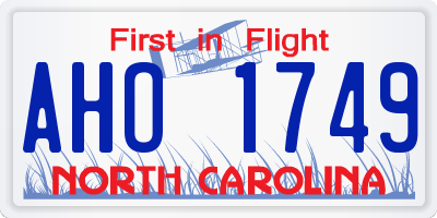 NC license plate AHO1749