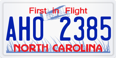 NC license plate AHO2385
