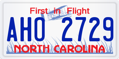 NC license plate AHO2729