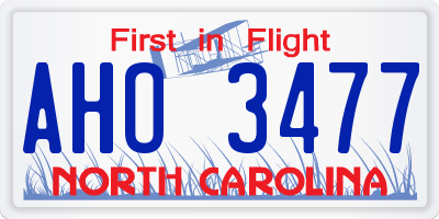 NC license plate AHO3477