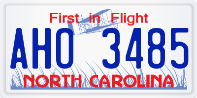 NC license plate AHO3485