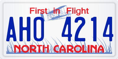 NC license plate AHO4214