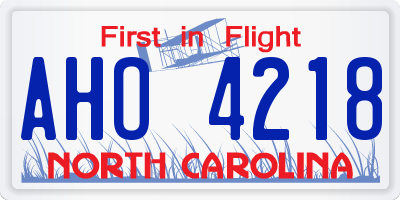 NC license plate AHO4218