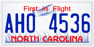 NC license plate AHO4536