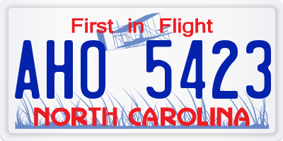 NC license plate AHO5423