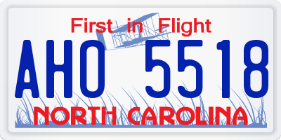 NC license plate AHO5518
