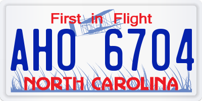 NC license plate AHO6704